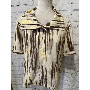 Zenergy by Chico’s Womens Jacket Zebra Print Short Sleeve Zip Front Size 1/M/8
